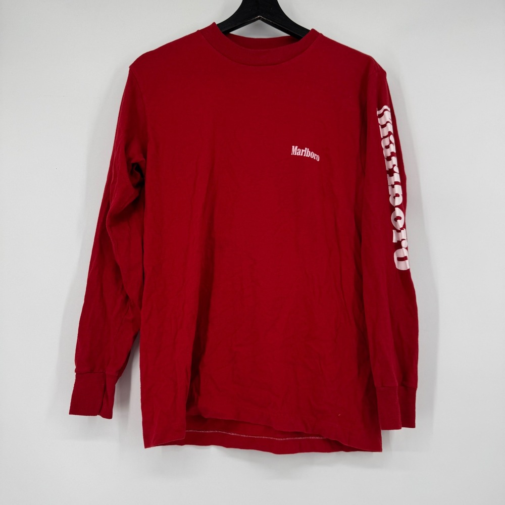 Vintage Marlboro 80s 90s Long Sleeve Shirt Red Anvil Made in USA Medium